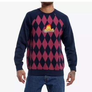 Our Universe Studio Ghibli Howl's Moving Castle Calcifer Argyle Sweatshirt
